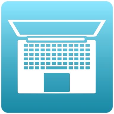 Informatique Ordinateur portable ouvert avec un fond bleu clair.